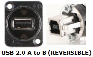 NAUSBB - USB A to B or B to A Bulkhead XLR D-Series Mount