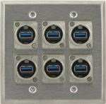 6 Port Double Gang USB 3.0 Face Plate