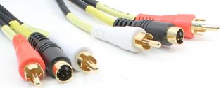 4 Pin Mini Din Male and Dual RCA Males Cable