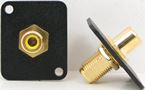 RCA to F Bulkhead - Gold - Yellow Insulator - D Series Mount