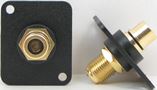 RCA to F Bulkhead - Gold - Black Insulator - Isolated - D Series Mount