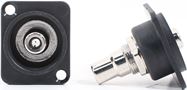 RCA Bulkhead - Nickel - Black Insulator - D Series Mount - Recessed