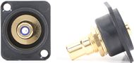 RCA Bulkhead - Gold - Blue Insulator and Isolation Washer - D Series Mount - Recessed