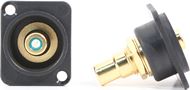 RCA Bulkhead - Gold - Green Insulator and Isolation Washer - D Series Mount - Recessed