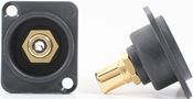 RCA Bulkhead - Gold - Black Insulator and Isolation Washer - D Series Mount - Recessed