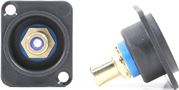 RCA Bulkhead - Gold - Blue Insulator and Isolation Washer - D Series Mount - Recessed