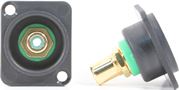 RCA Bulkhead - Gold - Green Insulator and Isolation Washer - D Series Mount - Recessed