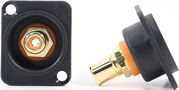 RCA Bulkhead - Gold - Orange Insulator and Isolation Washer - D Series Mount - Recessed