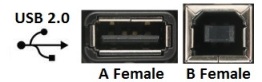 NAUSB-W-B - USB 2.0 Bulkhead D-Series Mount - Black