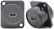 USB 2.0 Mini-B to USB 2.0 Mini-B Bulkhead XLR D-Series Mount
