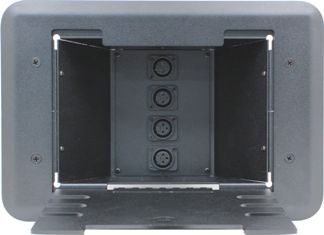 4 Port Female XLR Floor Box - Black Plastic/Silver