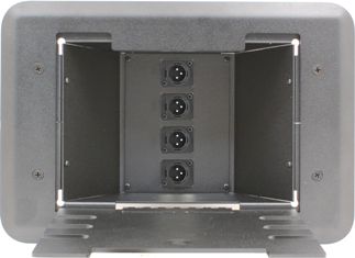 4 Port Male XLR Floor Box - Black Plastic/Silver