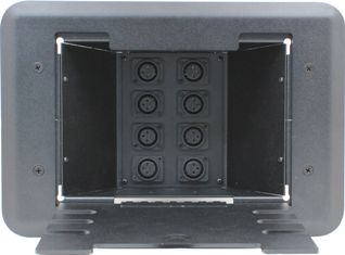 8 Port Female XLR Floor Box - Black Plastic/Silver
