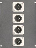 4 Port XLR Floor Box Bottom  - Loaded with Male to Male XLR Adapters
