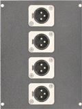 4 Port Male XLR Floor Box Bottom - Nickel/Silver