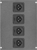 4 Port Male XLR Floor Box Bottom - Black Plastic/Silver