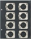 8 Port XLR Floor Box End  - Loaded with Female to Female XLR Adapters