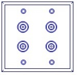 4 Port Double Gang 1 GHz F Face Plate