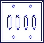 4 Port Double Gang DB15 Face Plate