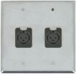 2 Port Double Gang Solderless Female XLR Face Plate