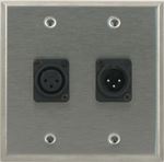 2 Port Double Gang Solderless Female and Male XLR Face Plate