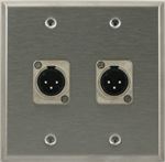 2 Port Double Gang Male to Male XLR Face Plate