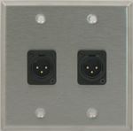 2 Port Double Gang Solderless Male XLR Face Plate