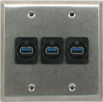 3 Port Double Gang USB 3.0 Face Plate