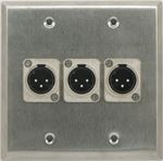 3 Port Double Gang Male to Male XLR Face Plate