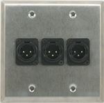 3 Port Double Gang Male XLR Face Plate