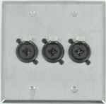 3 Port Double Gang XLR/TRS Combo Face Plate