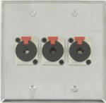 3 Port Double Gang 1/4 TRS Face Plate