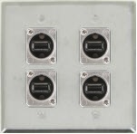 4 Port Double Gang USB 2.0 Face Plate