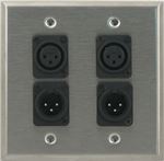 4 Port Double Gang Female and Male XLR Face Plate