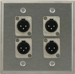 4 Port Double Gang Male to Male XLR Face Plate