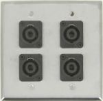 4 Port Double Gang 2 Pole Speakon Face Plate