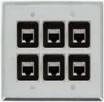 6 Port Double Gang Cat 6 Face Plate