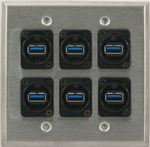 6 Port Double Gang USB 3.0 Face Plate