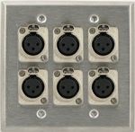 6 Port Double Gang Female to Male XLR Face Plate