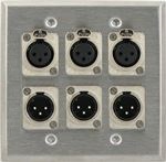 6 Port Double Gang Female and Male XLR Face Plate