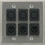 6 Port Double Gang Female and Male XLR Face Plate