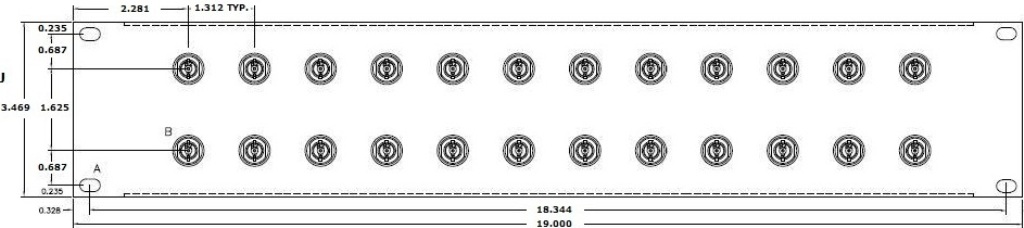 24 Port 1/2 D Patch Panel Specs