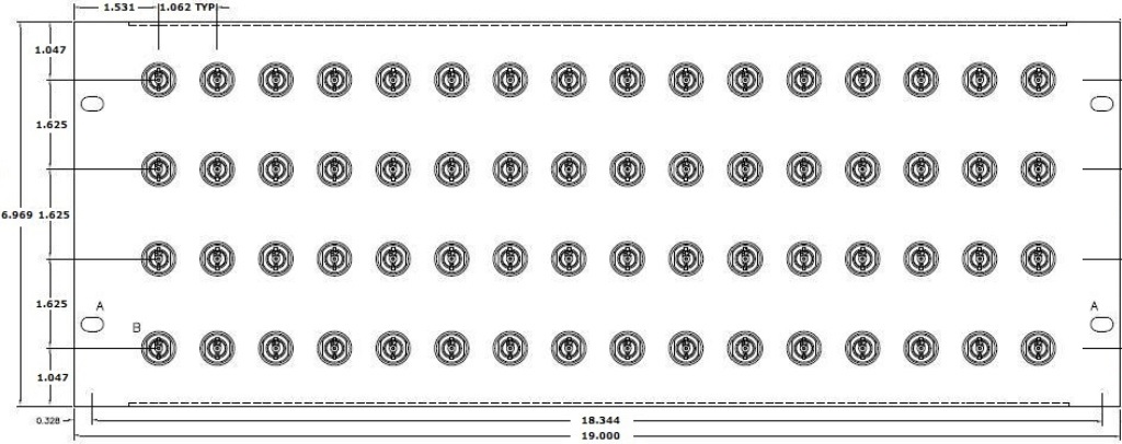 64 Port 1/2 D Patch Panel Specs