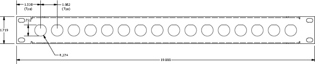 16 Port 3/4 D Patch Panel Specs