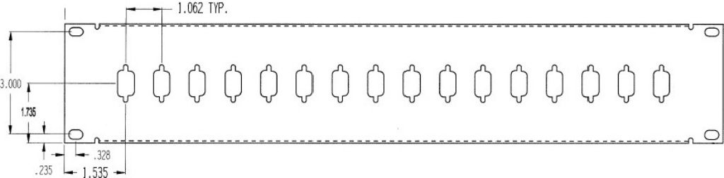 2RU 16 Port DB9 Patch Panel Specs