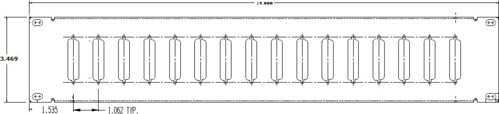 16 Port DB25 Patch Panel Specs